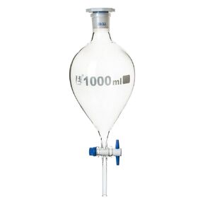 قمع فصل Squibb، 1000 مل - سدادة بلاستيكية 29/32، محبس مفتاح PTFE، غير متدرج - زجاج البورسليكات - Eisco Labs in Saudi Arabia