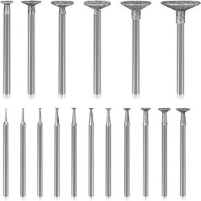 Stone Carving Set Diamond Burr Bits Compatible with Dremel, 11PCS Polishing Kits Rotary Tools Small Long Cone Accessories with 1/8’ Shank For Carving, Engraving, Grinding, Stone, Rocks, Jewelry, Glass