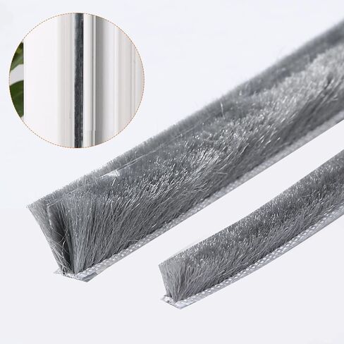 16 Ft Feet 5m (196 Inch) Brush Weather Stripping,Card-Slot Seal Strip Pile Weatherstrip Door Sweep Brush for Door Window (5mm x 6mm (3/16 1/4 Inch), Gray) in Kuwait