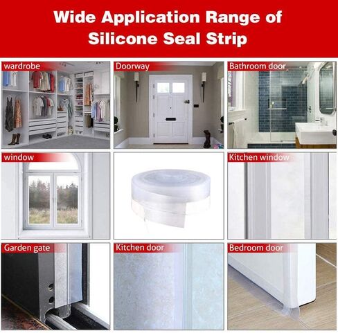 Silicone Seal Strip,8M/26ft Door Strip Bottom for Doors Silicone Sealing Sticker Adhesive for Doors and Windows Gaps of Anti-Collision Silicone (35MM, Transparent) in Saudi Arabia