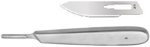 MedBlades Box of 100 Each Stainless Steel Blades, Sterile, Individually Foil Wrapped. Dental, Surgical, Hobby, Craft & More + 1 Stainless Steel Handle #8 (60) in Kuwait