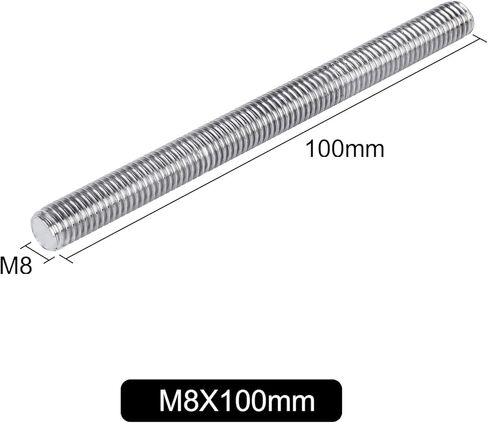 Niooliuk حزمة من 10] M8 × 100 مم طول 304 من الفولاذ المقاوم للصدأ ملولبة بالكامل قضيب بار ترصيع فضي اللون in Kuwait