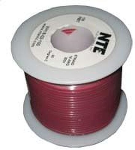 NTE Electronics WHS18-02-100 سلك ربط، صلب، نوع 18 مقياس، طول 100 بوصة، 300 فولت، أحمر in Kuwait