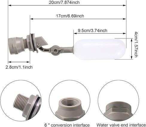 4 قطع 1/2 بوصة عوامة الكرة صمام بلاستيك عوامة مياه صغيرة من البلاستيك مع ذراع قابل للتعديل للتحكم التلقائي في مستوى المياه بخزان المياه in Kuwait