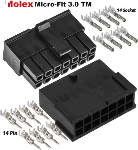 موليكس مايكرو فيت 3.0 صف مزدوج (14 دائرة) قابس وعاء للذكور والإناث، مع مقابس طرفية، (عبوة من مجموعة كاملة واحدة) in Kuwait