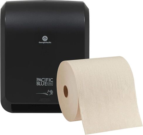 مجموعة أدوات توزيع المناشف الورقية الميكانيكية عالية السعة مقاس 8 بوصات من Pacific Blue Ultra من GP PRO (جورجيا والمحيط الهادئ)؛ 1 موزع أسود؛ (59589؛) 1 لفة مناشف بنية؛ (26496) in Saudi Arabia