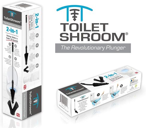 ToiletShroom Revolutionary Plunger, Squeegee, Clog Remover, Drain Cleaner, Bathroom Toilet Dredge Tool, Stainless Steel Handle with Caddy Holder, Оne Расk, Black in Saudi Arabia