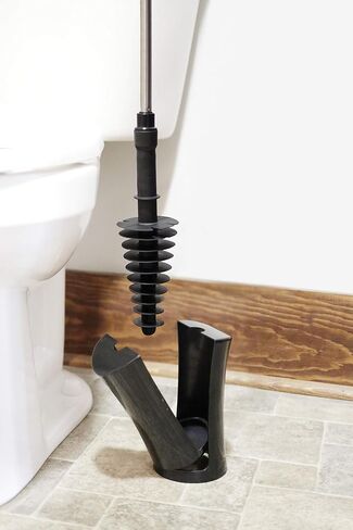 ToiletShroom Revolutionary Plunger, Squeegee, Clog Remover, Drain Cleaner, Bathroom Toilet Dredge Tool, Stainless Steel Handle with Caddy Holder, Оne Расk, Black in Saudi Arabia
