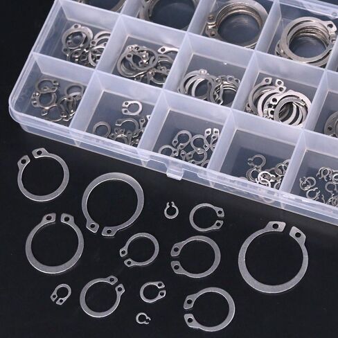Hilitchi 150-Pcs Alloy Steel External Circlip Snap Retaining Clip Ring Assortment Kit - Size: 4mm to 28mm in Kuwait