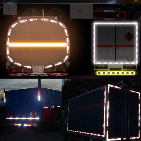 شريط أمان عاكس WAENLIR مقاس 2 بوصة × 200 قدم DOT-C2 شريط لاصق مقاوم للماء باللونين الأحمر والأبيض للمقطورة والخارجية والسيارات والشاحنات in Kuwait