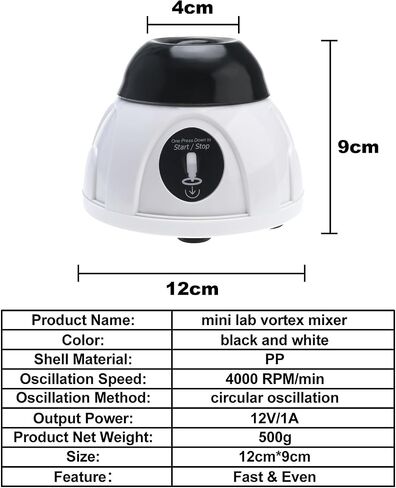 Toolly Mini Lab Vortex Mixer, Touch Function, Suitable for Centrifuge Tubes up to 50ml, 4000 RPM Mini Paint Shaker in Saudi Arabia