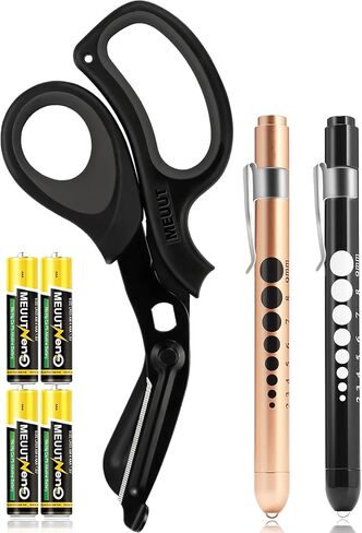 MEUUT 3 Pack Medical Scissors and penlights for Nurses with Four Batteries-One 8" Patented Trauma Scissor Bandage Scissor Two LED Pen lights for Nurse Doctor EMT First Aid in Saudi Arabia
