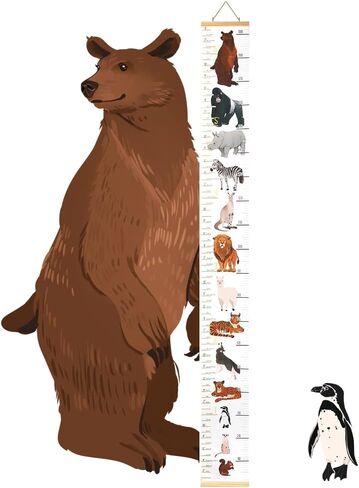 Decu Educational Height Chart Animal-Comparison Hanging Growth Chart for Kids' Bedroom Decor in Saudi Arabia