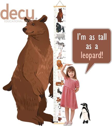 Decu Educational Height Chart Animal-Comparison Hanging Growth Chart for Kids' Bedroom Decor in Saudi Arabia