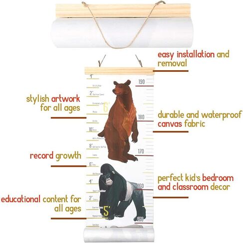 Decu Educational Height Chart Animal-Comparison Hanging Growth Chart for Kids' Bedroom Decor in Saudi Arabia