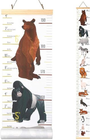 Decu Educational Height Chart Animal-Comparison Hanging Growth Chart for Kids' Bedroom Decor in Saudi Arabia
