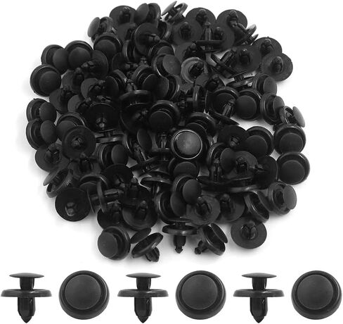 100 قطعة من المسامير البلاستيكية العالمية، مشابك تثبيت مصد الصدمات باللون الأسود 7 مم in Kuwait