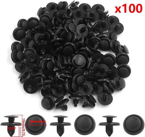 100 قطعة من المسامير البلاستيكية العالمية، مشابك تثبيت مصد الصدمات باللون الأسود 7 مم in Kuwait