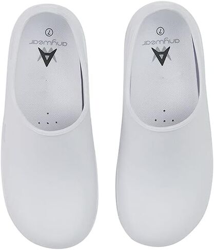 Anywear Streak Step-in Nurse Shoes for Women and Men, Oil- and Slip-Resistant EVA Kitchen Shoes, Work Shoes, 11, White in Kuwait