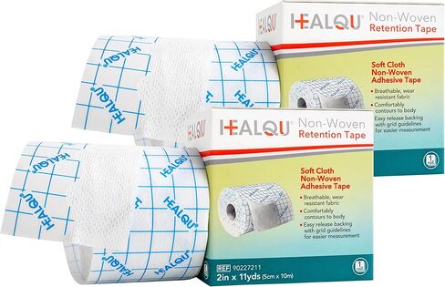 HEALQU Retention Tape Non Woven Adhesive Breathable Wear Resistent Fabric Easy Release Backing with Grid (2x11) in Kuwait