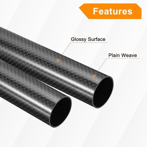 MECCANIXITY Carbon Fiber Tubes, 500mm x 25mm x 22mm 3K Hollow Carbon Wrapped Tubing Round Plain Weave Glossy Surface for Quadcopter Pack of 2 in Kuwait