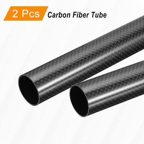 MECCANIXITY Carbon Fiber Tubes, 500mm x 25mm x 22mm 3K Hollow Carbon Wrapped Tubing Round Plain Weave Glossy Surface for Quadcopter Pack of 2 in Kuwait