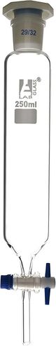 Dropping Funnel, 250ml - 29/32 Plastic Stopper - Ungraduated, PTFE Key Stopcock - Cylindrical - Borosilicate Glass - Eisco Labs in Kuwait