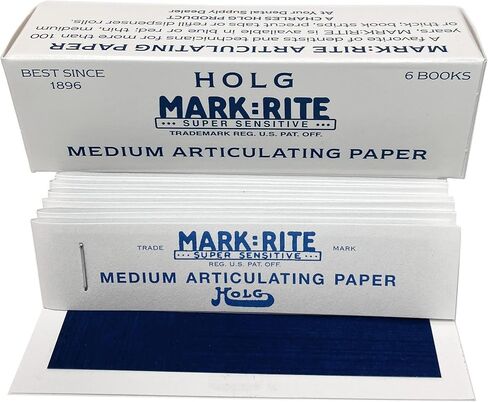ورق مفصل للأسنان من Holg MARK: RITE، متوسط ​​أزرق، صنع في الولايات المتحدة الأمريكية، 72 شريطًا، 152.4 ميكرون، 12 شريطًا لكل كتاب/صندوق مكون من 6 كتب in Kuwait