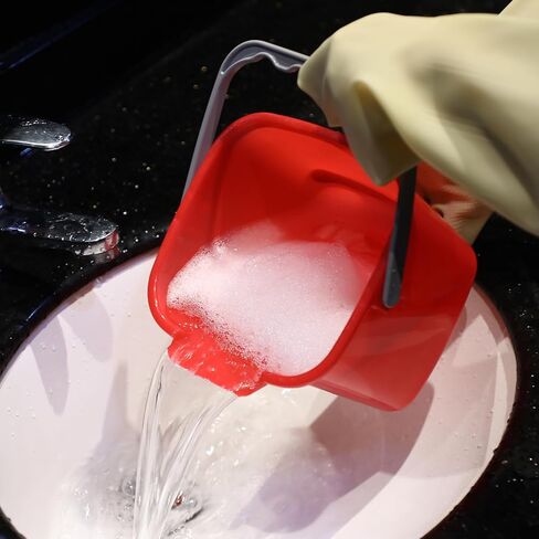 6 قطع دلو تنظيف بسعة 6 لتر، دلو مربع صغير للتعقيم، دلو منظف للمنزل التجاري، المطعم، المطبخ، المكتب، المدرسة (أحمر) in Kuwait