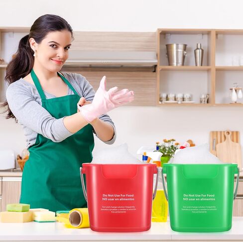 6 قطع دلو تنظيف بسعة 6 لتر، دلو مربع صغير للتعقيم، دلو منظف للمنزل التجاري، المطعم، المطبخ، المكتب، المدرسة (أحمر) in Kuwait