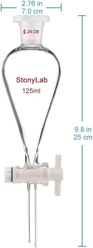 stonylab Borosilicate Glass 2000 ml Heavy Wall Conical Separatory Funnel with 24/29 Joints and PTFE Stopcock, 2000 ml in Kuwait