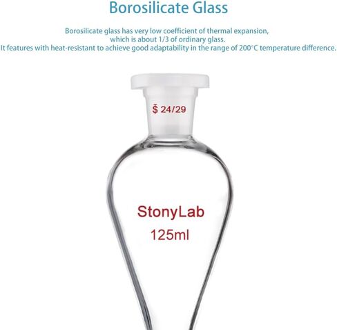 stonylab Borosilicate Glass 2000 ml Heavy Wall Conical Separatory Funnel with 24/29 Joints and PTFE Stopcock, 2000 ml in Kuwait