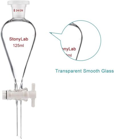stonylab Borosilicate Glass 2000 ml Heavy Wall Conical Separatory Funnel with 24/29 Joints and PTFE Stopcock, 2000 ml in Kuwait