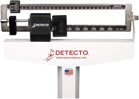 Detecto 437 Mechanical Physician Scale Without Height Rod - Die-Cast Beam with Black Aluminum Insert - Rigid Construction with Precise Results, Eye-Level Display - 450Lbs x 4 oz Capacity in Kuwait