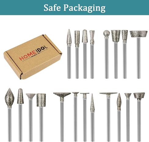 20Pcs Diamond Burr Bits for Dremel, 1/8" Shank Rotary Tool Bits for Stone | Diamond Grinding Bit for Dremel Sanding Bits Stone Carving Set for Glass, Stone, Rocks, Jewelry Carving, Engraving, Polishing in Saudi Arabia