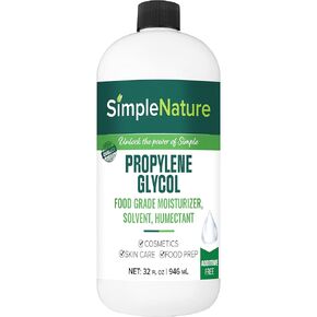 Food Grade Propylene Glycol - 99.9% Purity - 32 oz - Ecofriendly, Non-GMO Moisturizer, Solvent, Emulsifier, Humectant - Soaps, Lotions, Antifreeze, Fog Machines