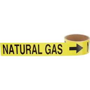 Brady 73910 Economy Pipe Markers-To-Go, B-736, 2" Height X 12" Width, Black On Yellow Self-Sticking - Plastic Film, Legend "Natural Gas" (Pack of 25) in Saudi Arabia