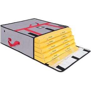 شنطة توصيل بيتزا كبيرة معزولة لحفظ الطعام الساخن والتسليم، شنطة توصيل طعام حرارية قابلة لاعادة الاستخدام، اكياس بيتزا للتسليم، مقاس كبير 22 × 22 × 8.6 انش، رمادي in Kuwait