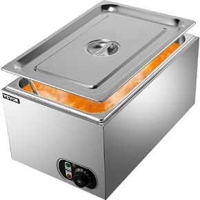 VEVOR Steam Table Warmer, 27 Qt Commercial, Full Size Countertop Food Warmer, Stainless Steel Electric, 1000W Buffet Food Warmer with Lid for Catering and Restaurant in Saudi Arabia