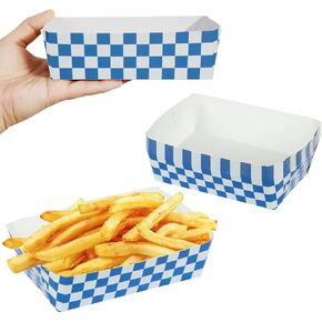 صواني طعام ورقية بنمط مربعات باللونين الازرق والابيض in Kuwait