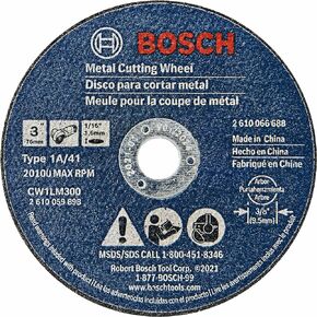 بوش CW1LM300 5 عبوات 3 انش × 1/16 انش. عجلة قطع معدنية 46 حبيبة متوافقة مع 3/8 انش اربور تايب 1A (ايزو 41) لاستخدامات القطع السريع في المعدن والستانلس ستيل in Saudi Arabia