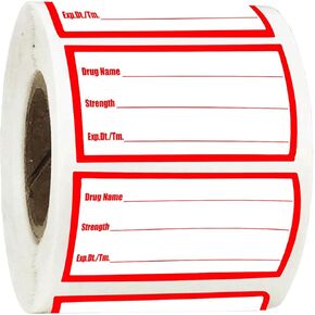 500 Pcs Please Call 48 Hours Ahead for Medication Instruction Labels 0.5 x 1.5 Inch-Veterinary Labels Stickers,White on Red