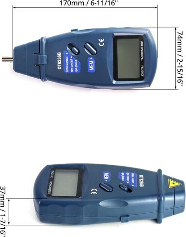 QWORK Tri-Mode Contact and Laser Non-Contact RPM Tach Digital Photo Tachometer Linear Speed Surface Distance Measure Meter, Digital Tachometer RPM Meter DT6236B for Motors, Machine Parts, Lathes in Kuwait