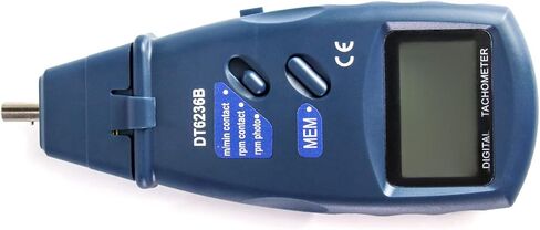 QWORK Tri-Mode Contact and Laser Non-Contact RPM Tach Digital Photo Tachometer Linear Speed Surface Distance Measure Meter, Digital Tachometer RPM Meter DT6236B for Motors, Machine Parts, Lathes in Kuwait