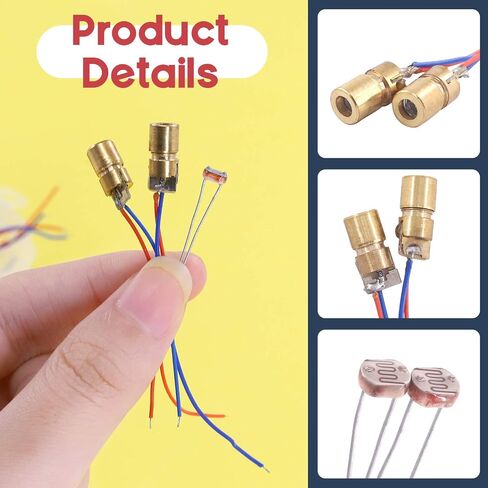 Hilitchi 40Pcs Mini Laser Dot Diode Module Head WL Red 650nm 6mm 5V 5mW and 3V 5mW and Light Dependent Resistor LDR Sensor 5 mm GM5539 5539 in Saudi Arabia