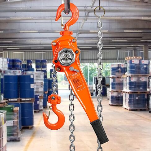VEVOR Manual Lever Chain Hoist, 1-1/2 Ton 3300 lbs Capacity 10 FT Come Along, G80 Galvanized Carbon Steel with Weston Double-Pawl Brake,Auto Chain Leading & 360° Rotation Hook, for Garage Factory Dock in Kuwait