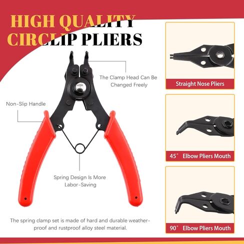 Hilitchi 261Pcs 16 Sizes 4mm to 30mm Alloy Steel External Retaining Rings Internal Circlip Snap Retaining Clip Ring with 4 in 1 Snap Ring Pliers, Wrist Pin Clips Internal External Repair Projects in Kuwait