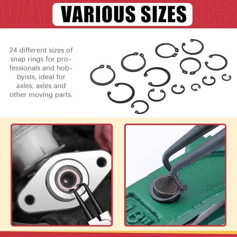 Hilitchi 261Pcs 16 Sizes 4mm to 30mm Alloy Steel External Retaining Rings Internal Circlip Snap Retaining Clip Ring with 4 in 1 Snap Ring Pliers, Wrist Pin Clips Internal External Repair Projects in Kuwait