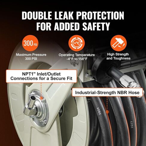 بكرة خرطوم الوقود VEVOR، 3/4 بوصة × 66 بوصة، بكرة خرطوم ديزل طويلة جدًا قابلة للسحب، هيكل من الصلب الكربوني شديد التحمل مع فوهة وقود أوتوماتيكية، خرطوم مطاطي NBR لشاحنة صهريج سفينة الطائرات، 300 رطل لكل بوصة مربعة in Kuwait