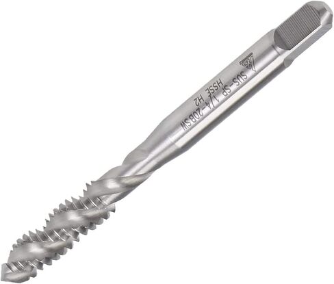 TOP-VIGOR BSW Spiral Flute Thread Tap- 1/4"-20 Metric Machine Threading Tap H2 Tolerance, HSS-Cobalt(5% Co) Uncoated Thread Milling Tap, Round Shank with Square End in Saudi Arabia